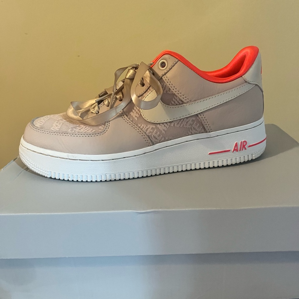Nike Women's Sneakers in Tan and Neon Coral